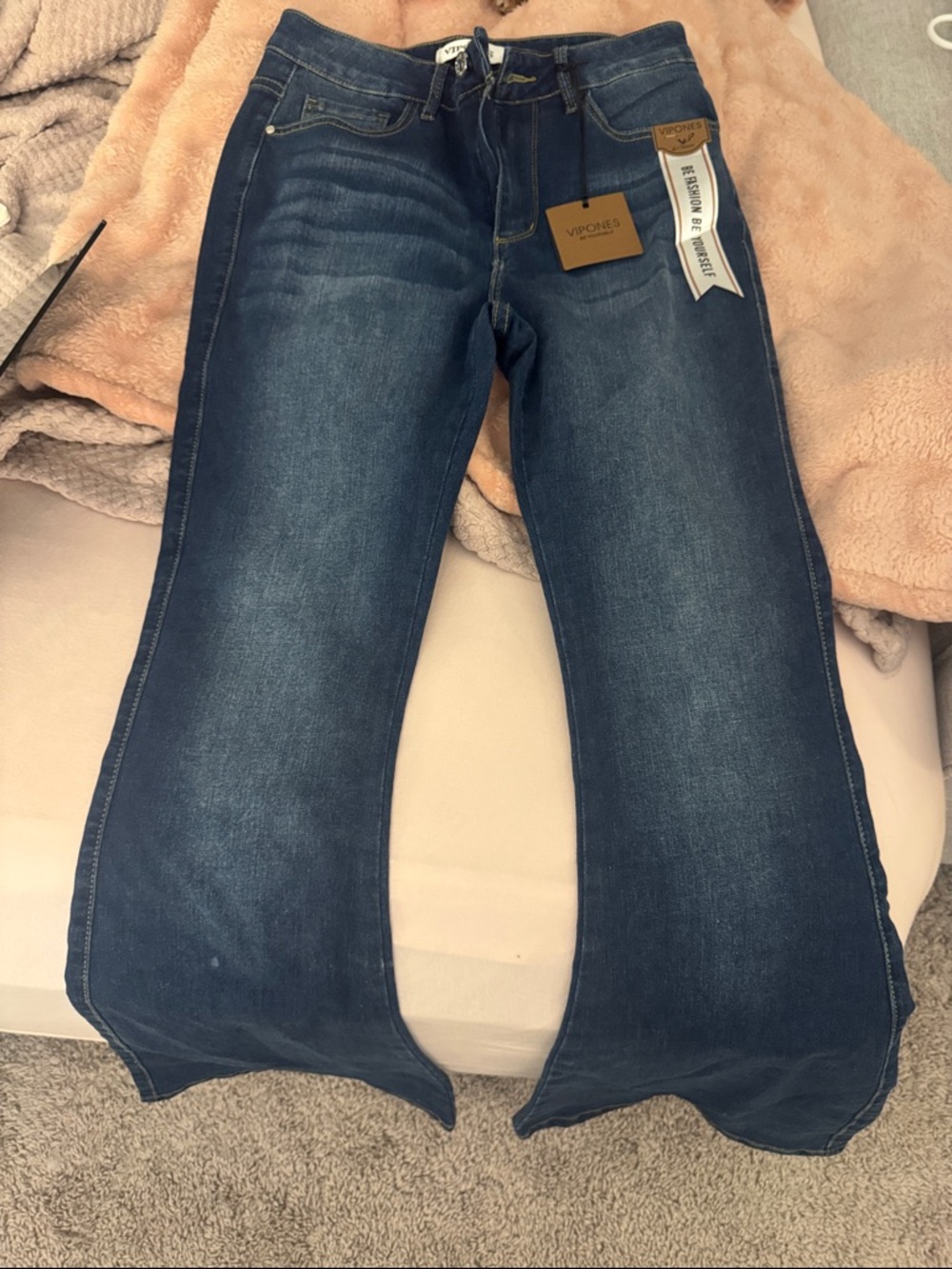 Vipones Women's Wide Leg Dark Blue Flare Jeans